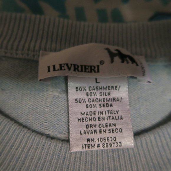 I Levrieri Cashmere Silk Cable Knit Sweater Men’s Large Light Blue Made in Italy - Picture 3 of 4